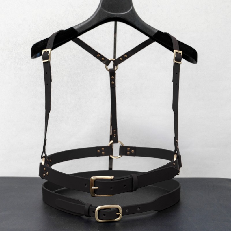 Combo - Harness in cuoio Bondy e cintura Zaha